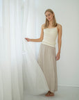 Singlet m/stropper i ull med silke - Hvit/natur