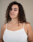 Singlet m/stropper i ull med silke - Hvit/natur