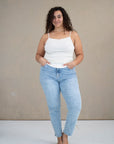 Singlet m/stropper i ull med silke - Hvit/natur