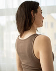 Singlet i ull med silke unisex - Brun