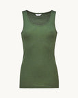 Singlet i ull med silke unisex - Olivin