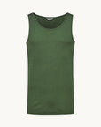 Singlet i ull med silke unisex - Olivin