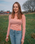 Dametrøye i ull med silke lang, 34/36 - Lys rose/jordbær/natur