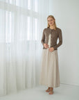 Cardigan i ull med silke - Brun