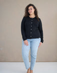 Cardigan i ull med silke - Svart