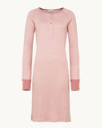 Nattkjole i ull med silke m/knapper - Lys rose/natur