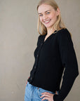 Ribbestrikket cardigan - Svart