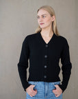 Ribbestrikket cardigan - Svart