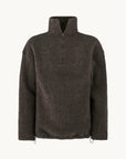 Genser i ullfleece med zip - Naturbrun