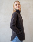 Jakke i ullfleece til dame - Naturbrun
