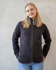 Jakke i ullfleece til dame - Naturbrun