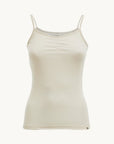 Singlet m/stropper i ull med silke  - Hvit/natur