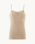 Singlet m/stropper i ull med silke - Latte