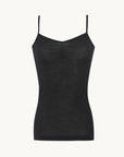 Singlet m/stropper i ull med silke - Svart
