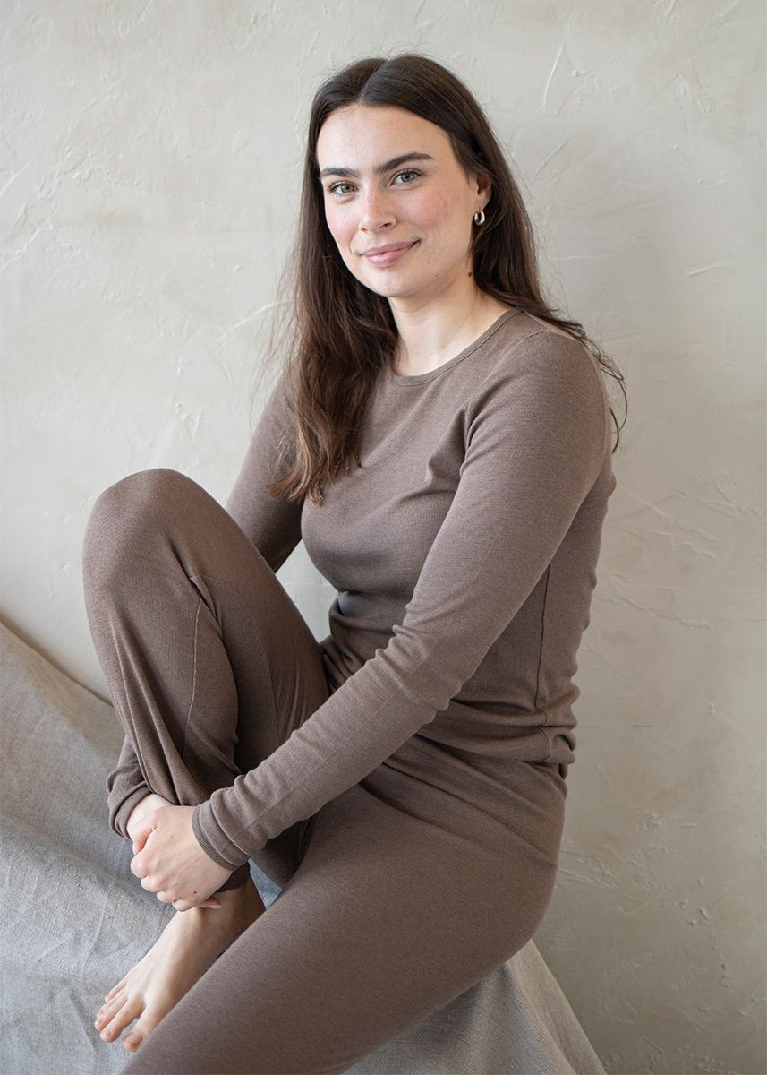 Kosebukse i ull med silke - Brun