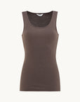 Singlet i ull med silke unisex - Brun