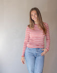 Dametrøye i ull med silke lang, 34/36 - Lys rose/jordbær/natur