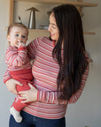 Dametrøye i ull med silke lang, 34/36 - Lys rose/jordbær/natur