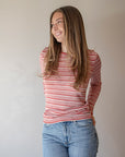 Dametrøye i ull med silke lang, 34/36 - Lys rose/jordbær/natur