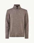 Finstrikket ullgenser halv zip - Brun