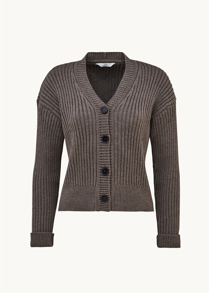 Ribbestrikket cardigan - Brun