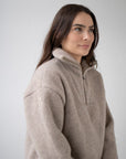 Genser i ullfleece med zip - Linfarget