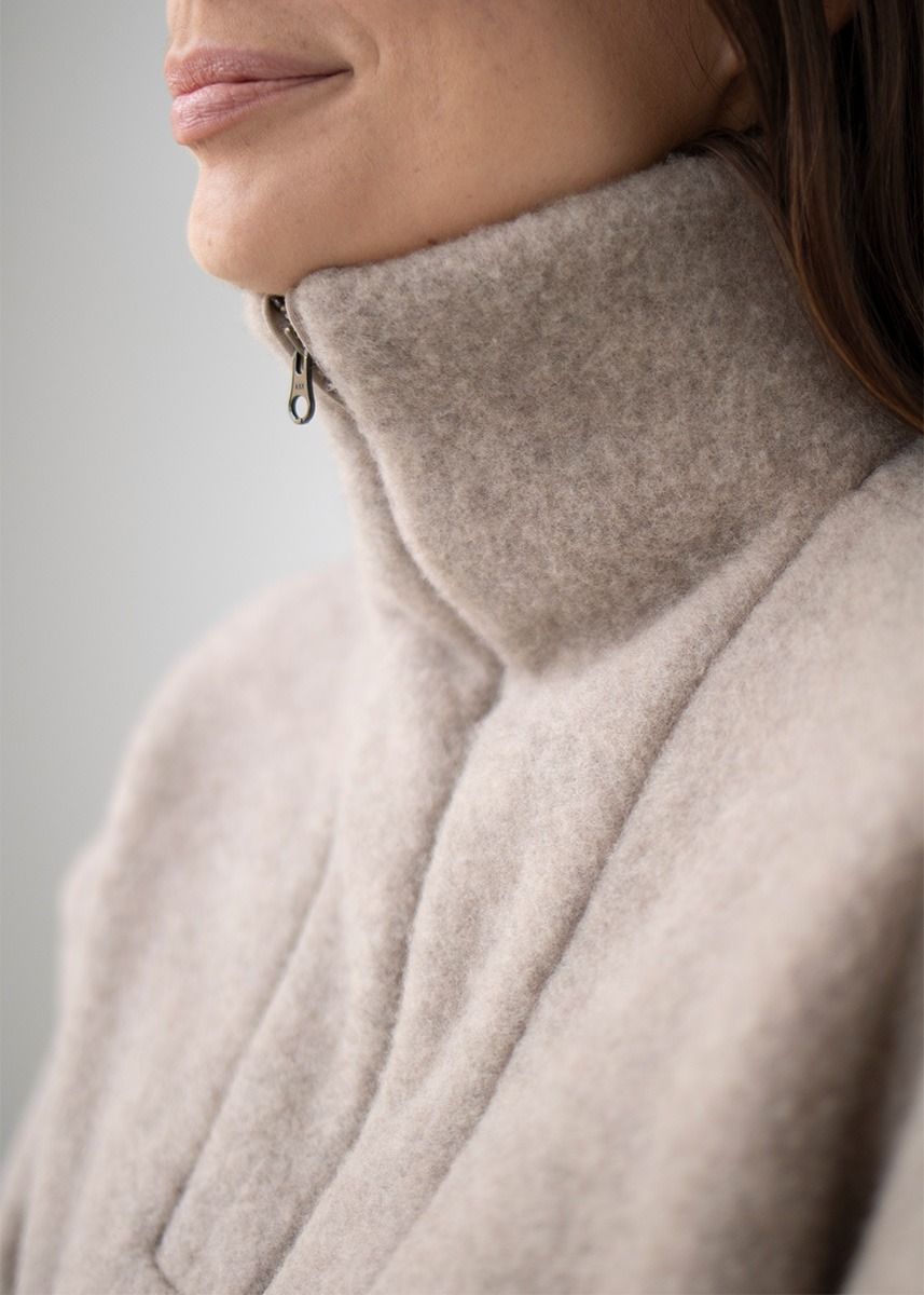 Genser i ullfleece med zip - Linfarget
