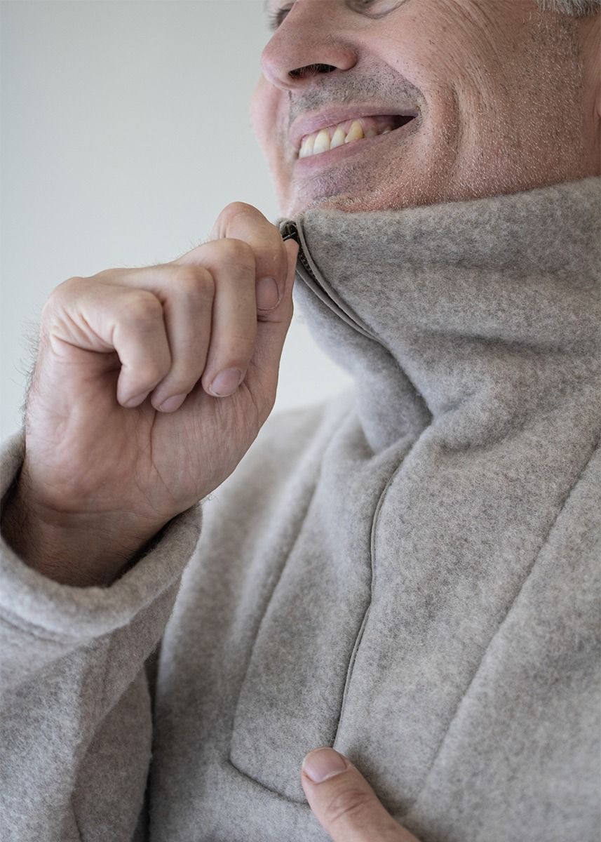 Genser i ullfleece med zip - Linfarget