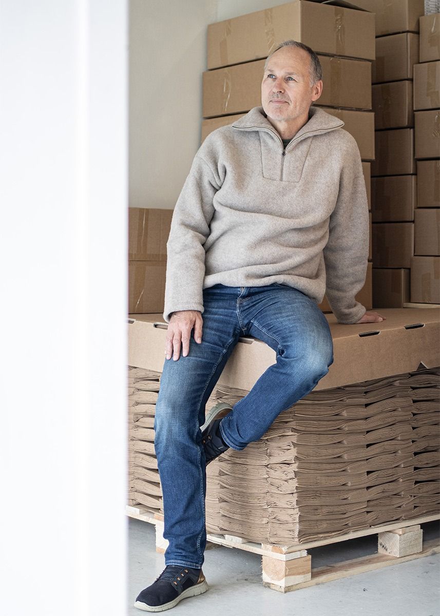 Genser i ullfleece med zip - Linfarget