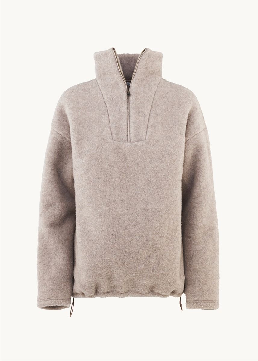 Genser i ullfleece med zip - Linfarget