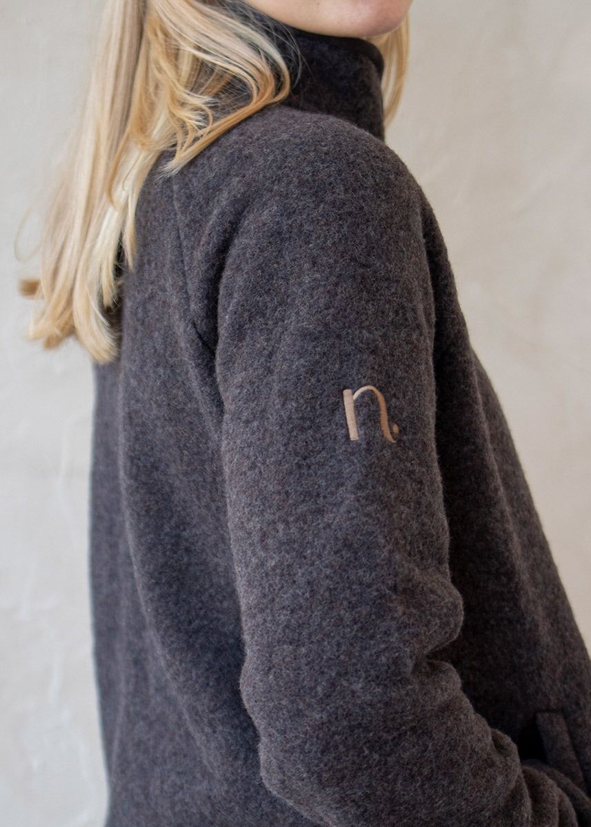 Jakke i ullfleece til dame - Naturbrun