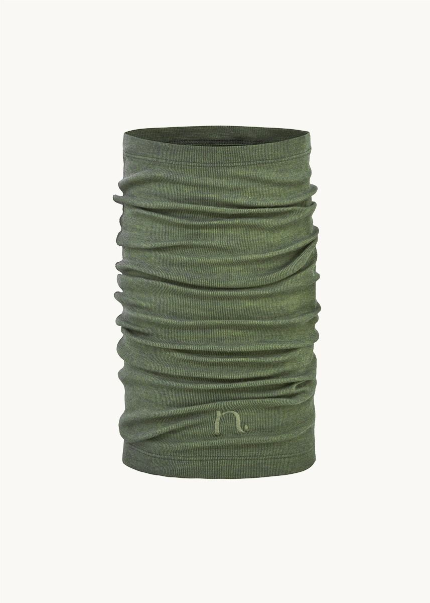 Tubehals i ull med silke