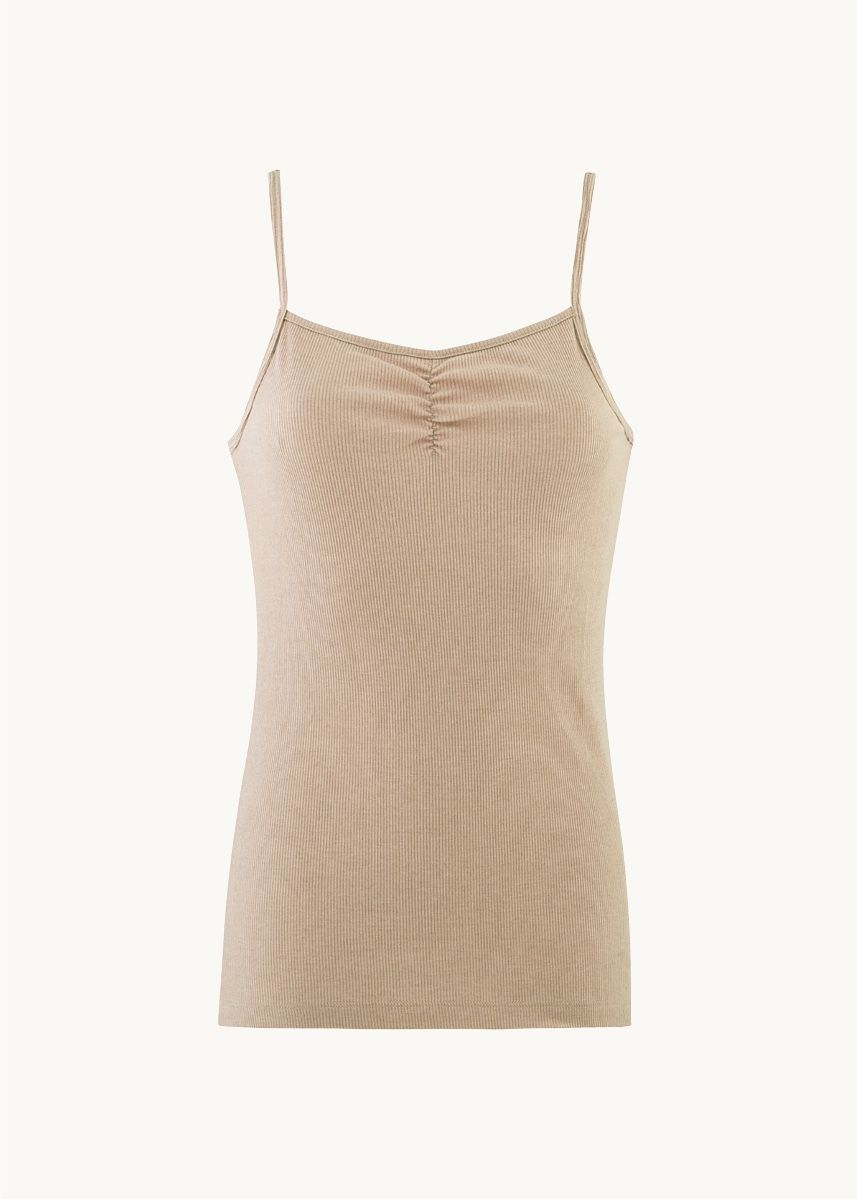 Singlet med stropper i ull med silke