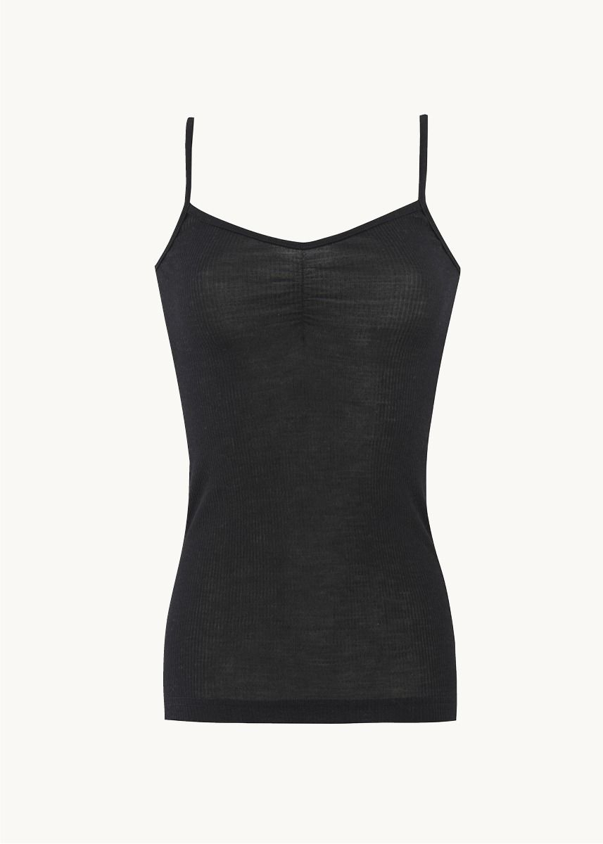 Singlet med stropper i ull med silke