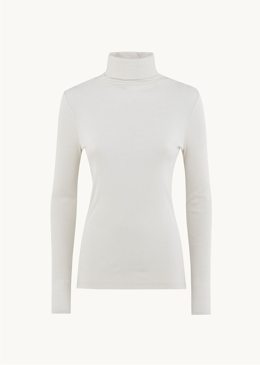 Polotrøye i finribbet ull med silke 