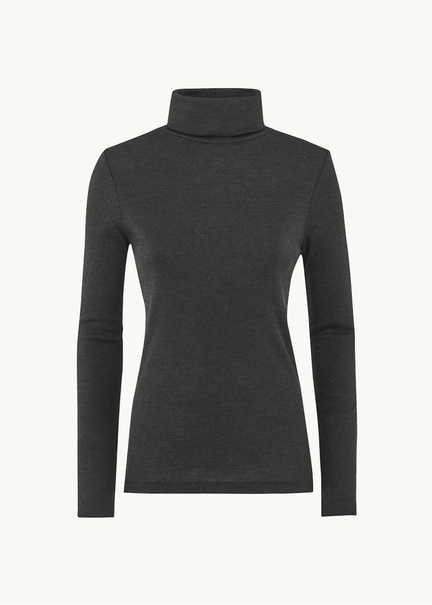 Polotrøye i finribbet ull med silke 