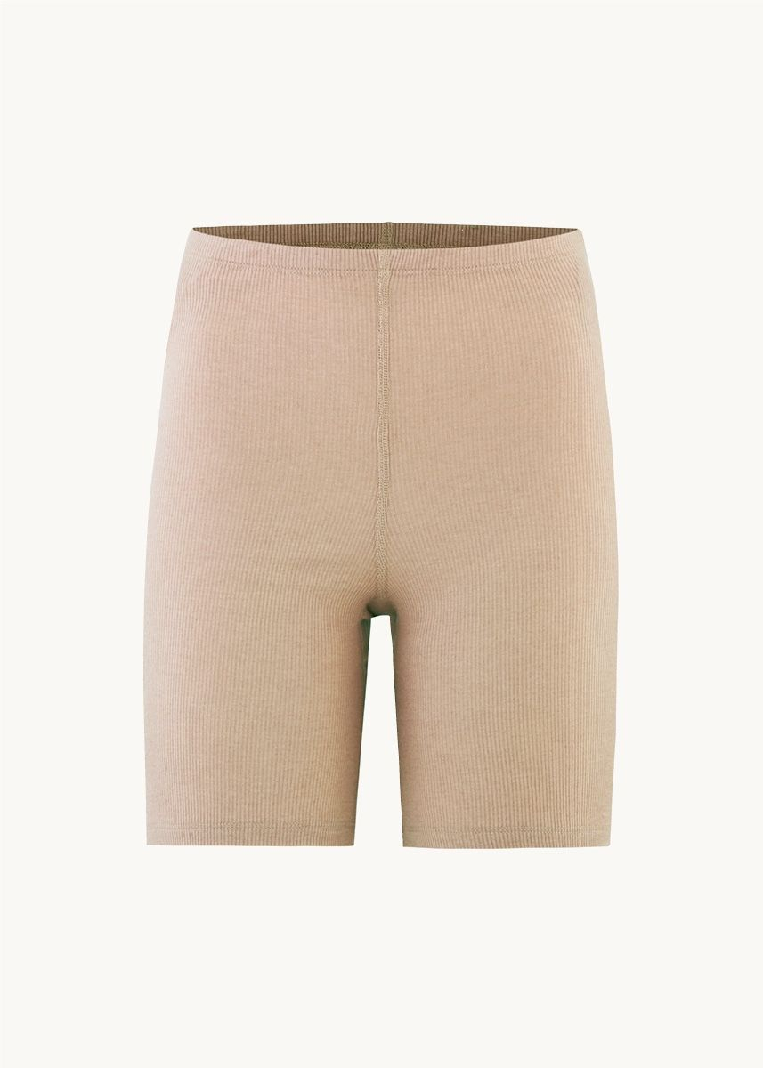 Shorts i finribbet ull med silke