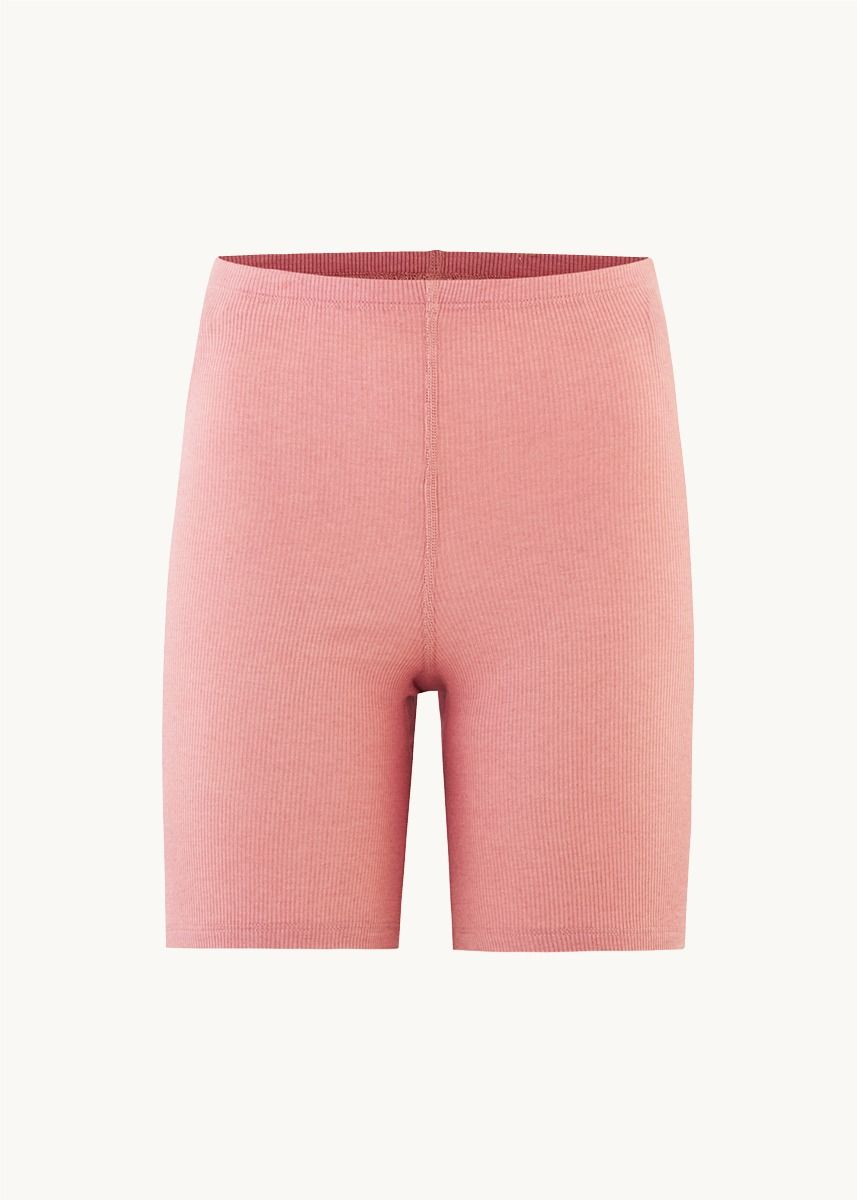 Shorts i finribbet ull med silke