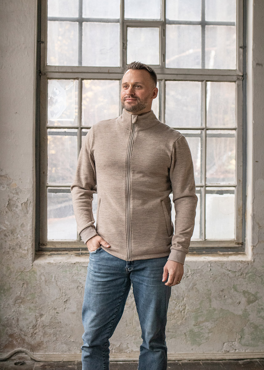 Herrejakke i ullfrott&eacute;