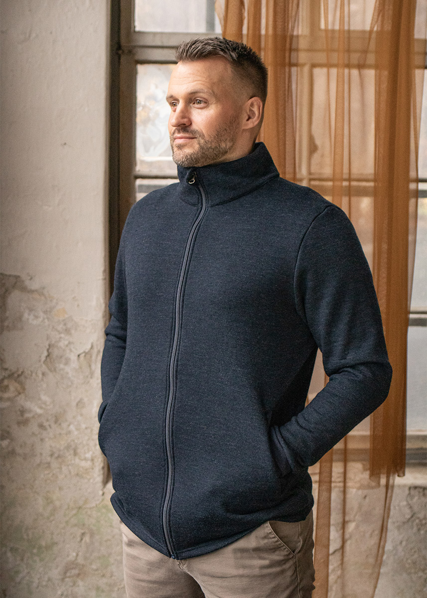 Herrejakke i ullfrott&eacute;