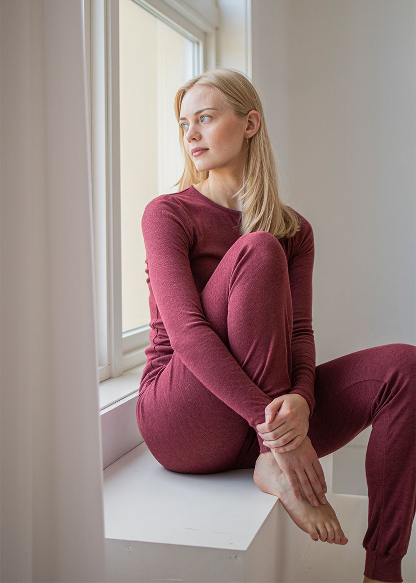 Joggebukse i ull med silke