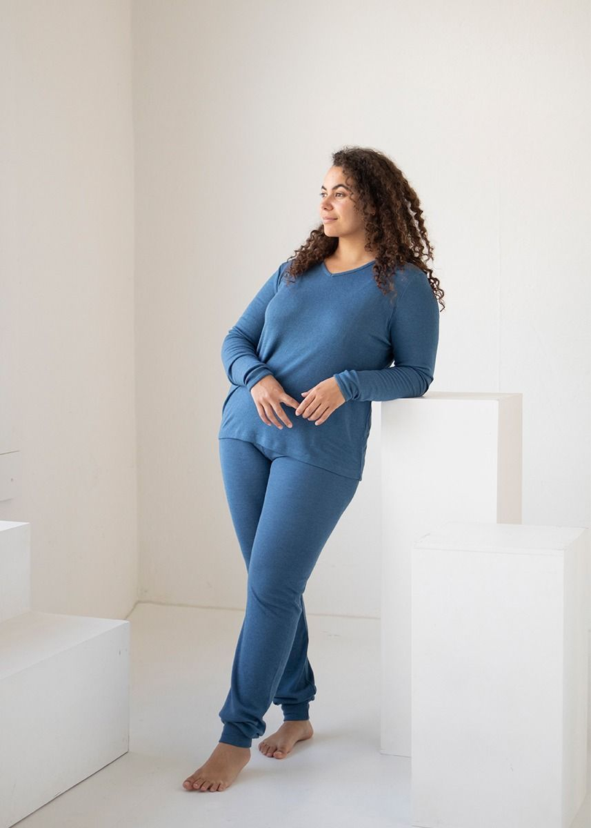 Joggebukse i ull med silke