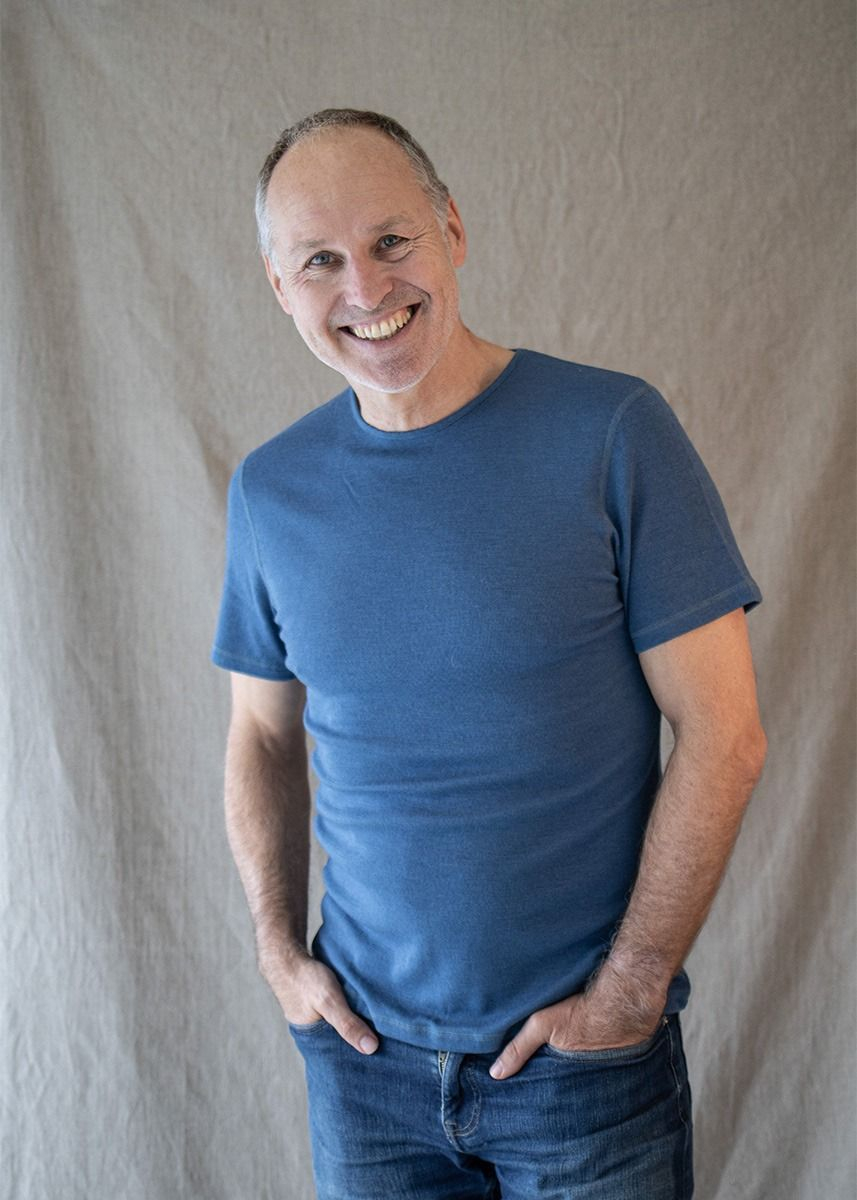 T-skjorte i ull med silke, herre 