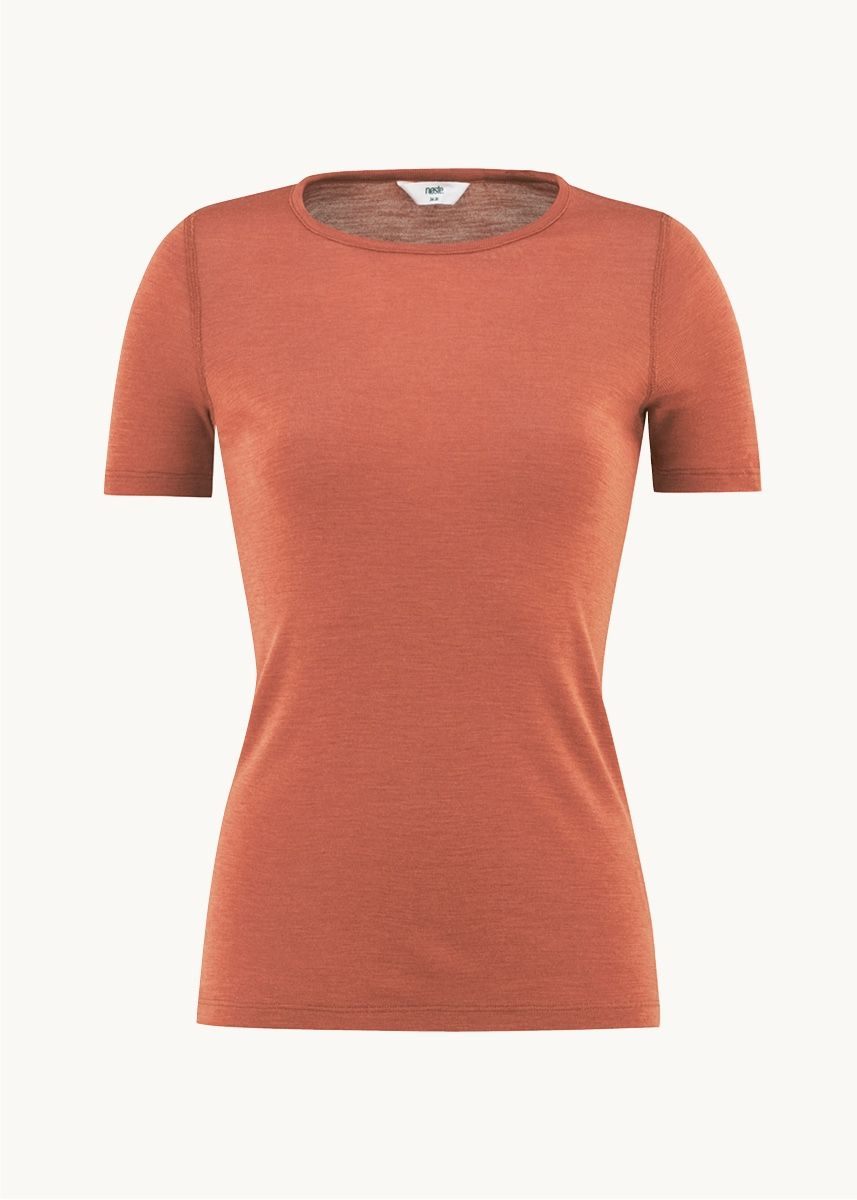 T-skjorte i ull med silke, dame