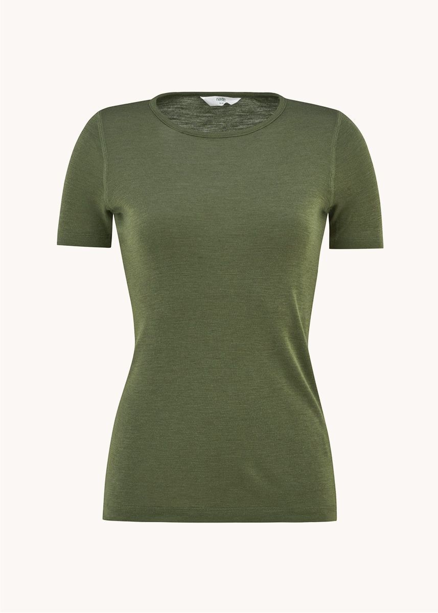 T-skjorte i ull med silke, dame