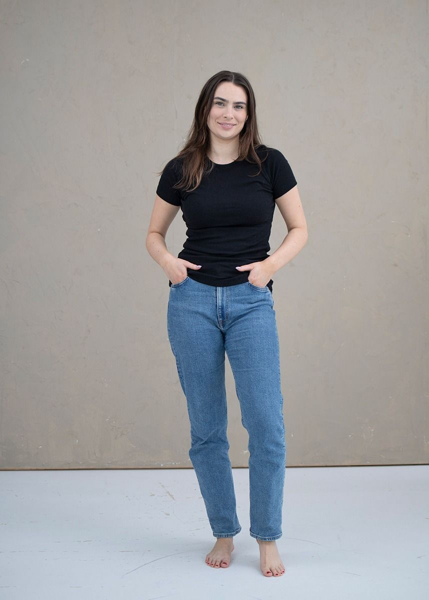 T-skjorte i ull med silke, dame