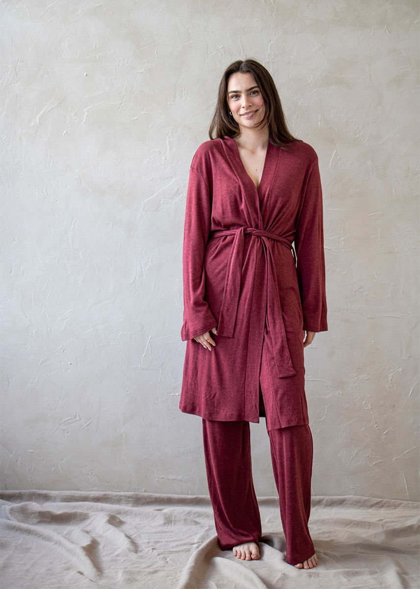 Kimono i ull med silke