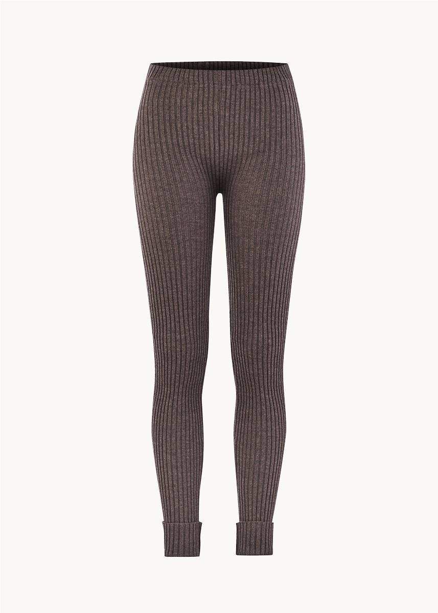 Ribbestrikket leggings i ull