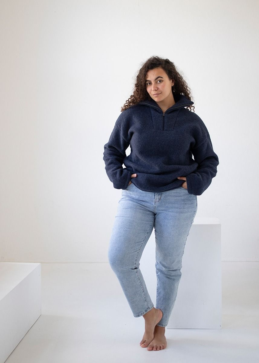 Genser i ullfleece med half zip, unisex