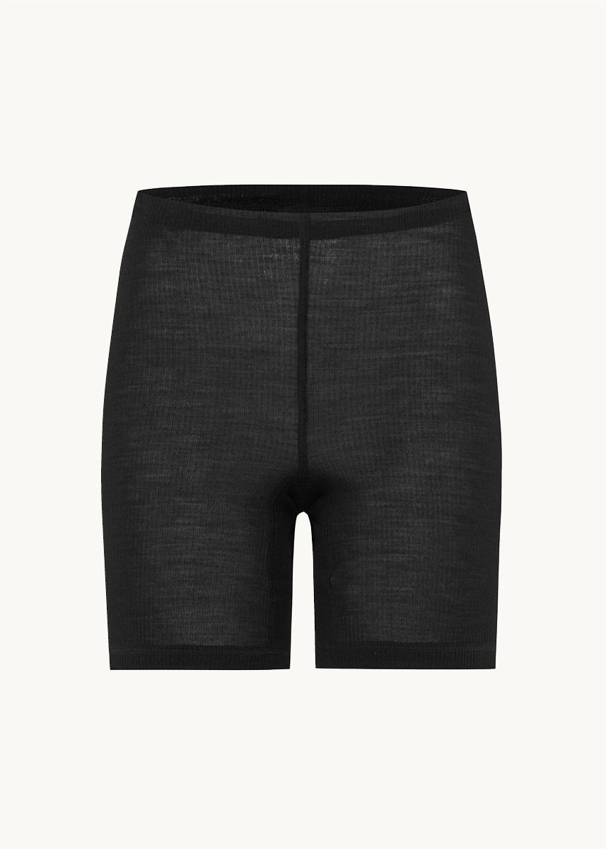 Shorts i finribbet ull med silke